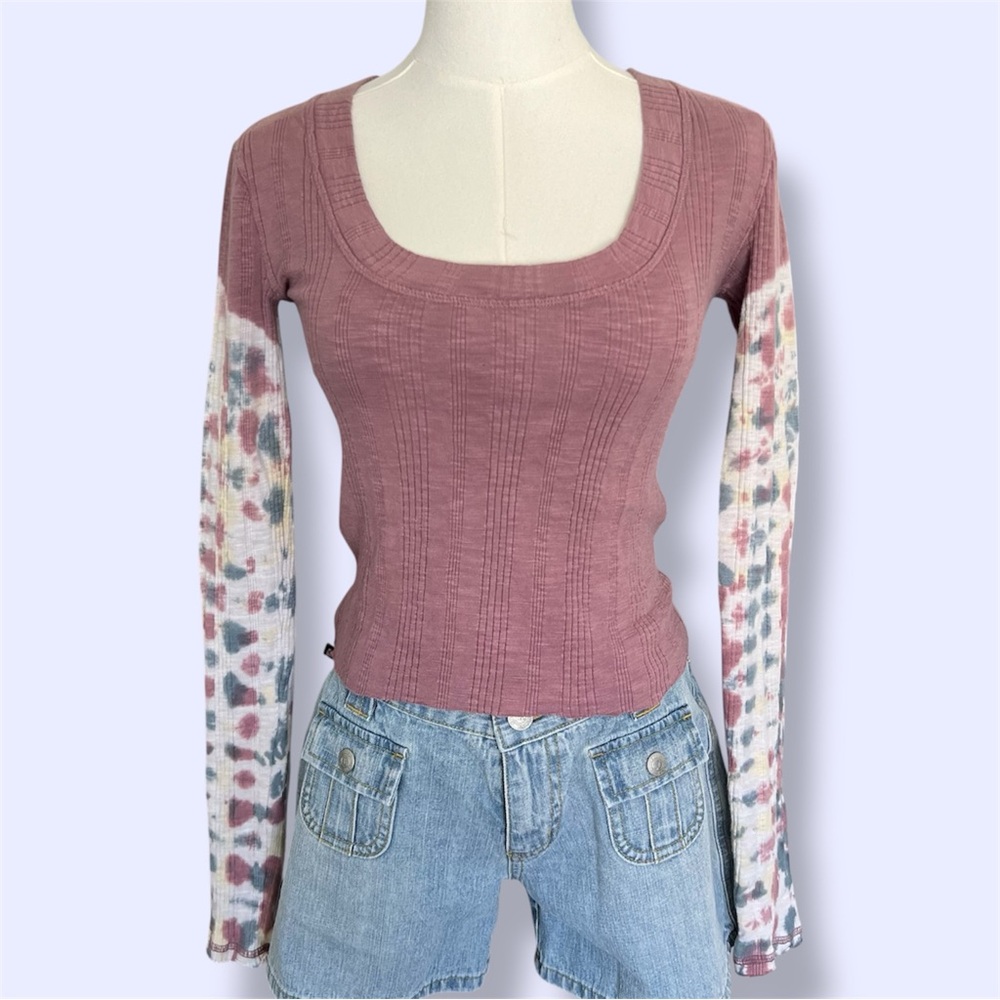 Free People We the Free Women's Big Sur Tie Dye Tee- cropped raw hem